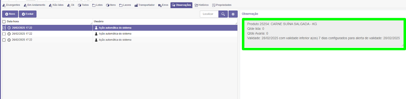 Observação de Validade 1